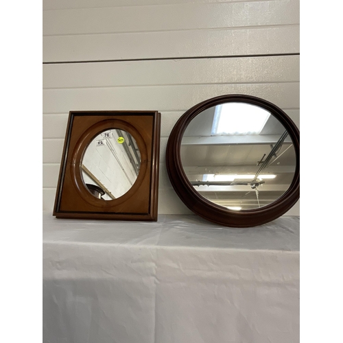 76 - 2 MAHOGANY FRAMED WALL MIRRORS
14