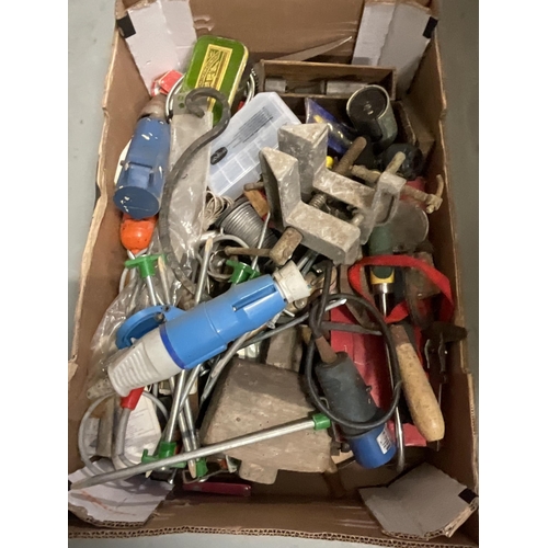 98 - BOX OF HARDWARE, TOOLS ETC