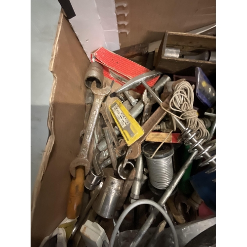 98 - BOX OF HARDWARE, TOOLS ETC