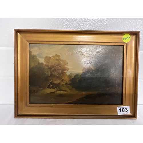 103 - VINTAGE GILT FRAMED OILS ON BOARD - WOODLAND SCENE 14