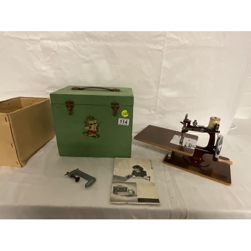 114 - CASED MINIATURE SEWING MACHINE