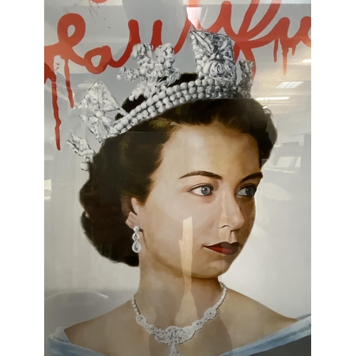 143 - FRAMED ELIZABETH II - LIFE IS BEAUTIFUL - PUNK ART 49