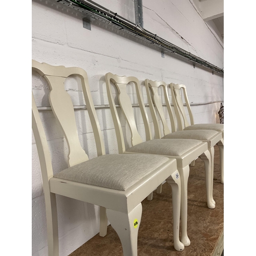 264 - 4 CREAM PAINTED CABRIOLE LEG DINING CHAIRS