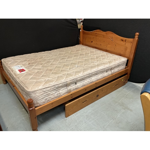 317 - MODERN PINE DOUBLE BEDFRAME AND MATTRESS