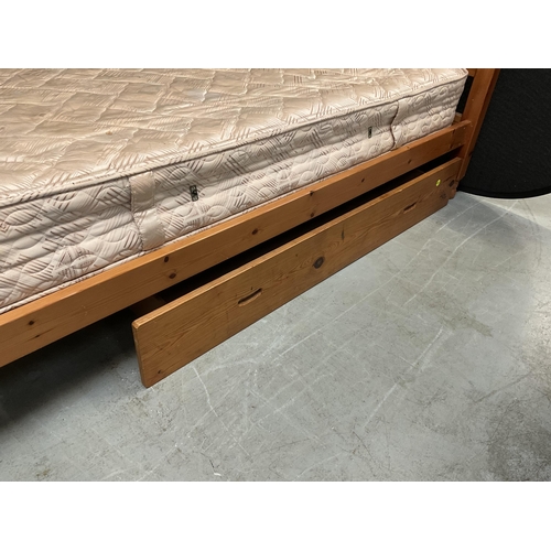 317 - MODERN PINE DOUBLE BEDFRAME AND MATTRESS