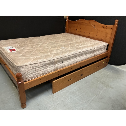 317 - MODERN PINE DOUBLE BEDFRAME AND MATTRESS