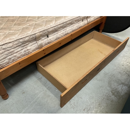 317 - MODERN PINE DOUBLE BEDFRAME AND MATTRESS