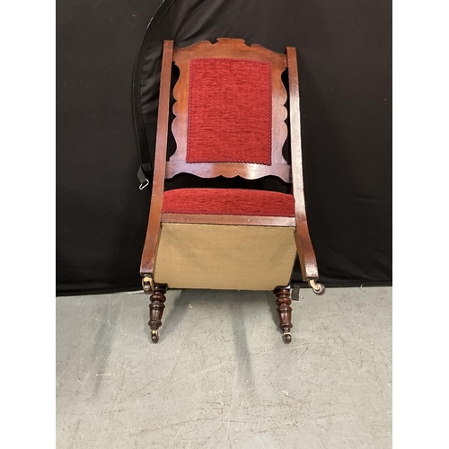 339 - PAIR OF EDWARDIAN MAHOGANY RED UPHOILSTERED LADIES AND GENTS CHAIRS