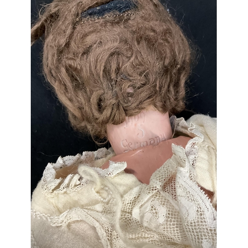 341 - GERMAN BISQUE HEADED JOINTED DOLL DATED 1909 - GERTRUDE- AS FOUND