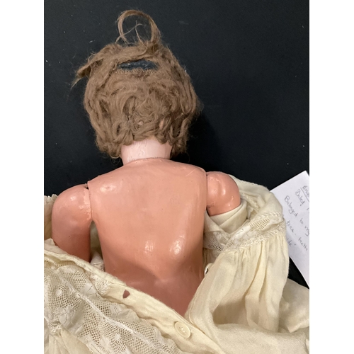 341 - GERMAN BISQUE HEADED JOINTED DOLL DATED 1909 - GERTRUDE- AS FOUND