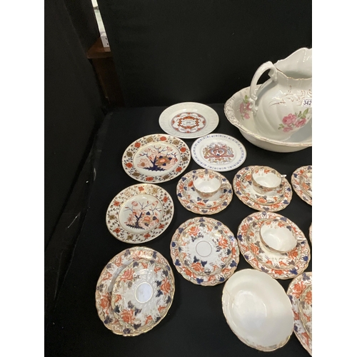 342 - BOX OF CHINA TO INCLUDE VICTORIAN TEA SET, JUG & BOWL ETC