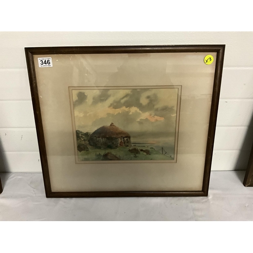 346 - 3 VINTAGE FRAMED WATERCOLOURS SIGNED W DEAN