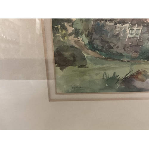 346 - 3 VINTAGE FRAMED WATERCOLOURS SIGNED W DEAN