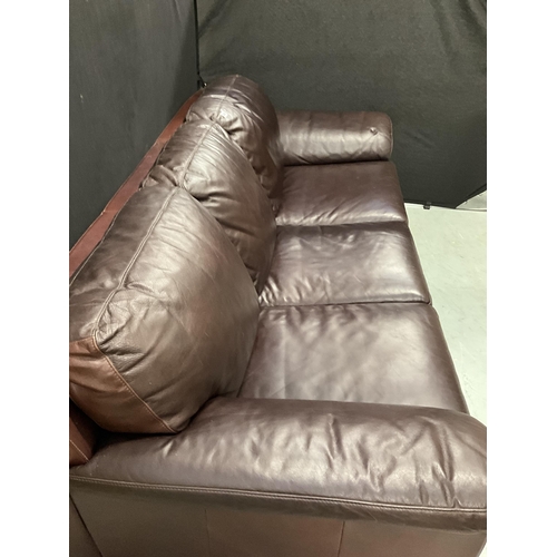 349 - BROWN LEATHER 3 SEATER SOFA