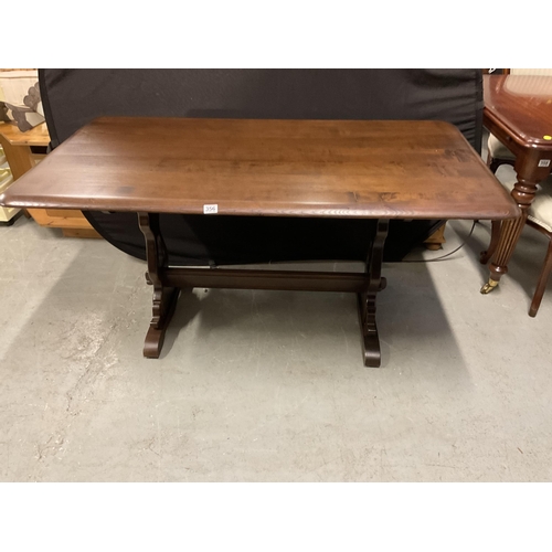 356 - DARK OAK PRIORY STYLE STRETCHERED REFECTORY DINING TABLE H30