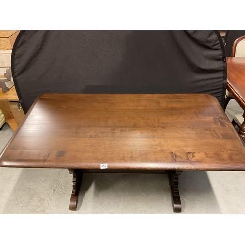 356 - DARK OAK PRIORY STYLE STRETCHERED REFECTORY DINING TABLE H30