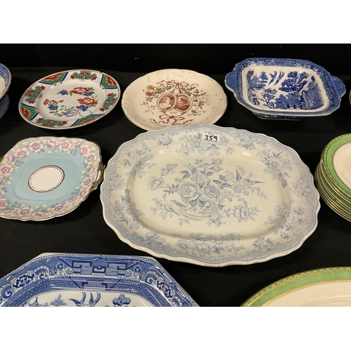 359 - 2 BOXES OF CHINA TO INCLUDE VICTORIAN PART DINNER SERVICE SOME A/F  SPODE ETC -