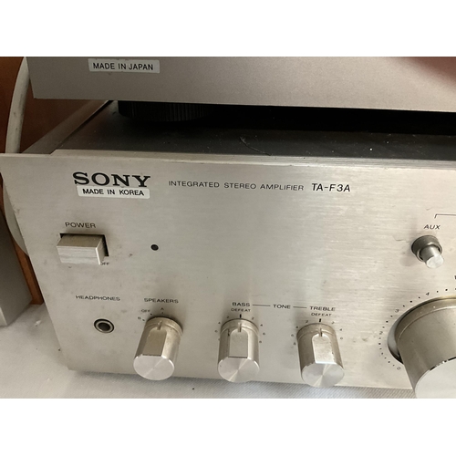 377 - SONY RECORD DECK AND AMPLIFIER AND 2 SETS OF SPEAKER