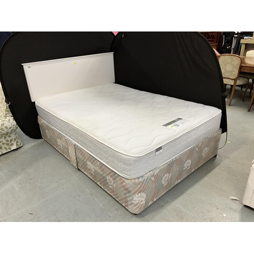 378 - DOUBLE DIVAN BED WITH SILENTNIGHT POCKET MATTRESS COMPLETE WITH HEADBOARD