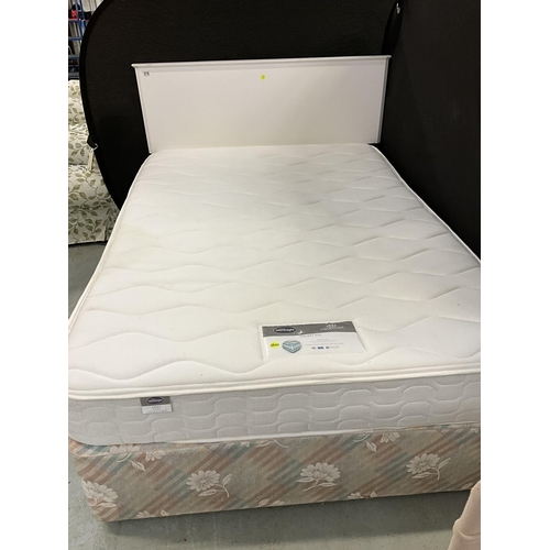 378 - DOUBLE DIVAN BED WITH SILENTNIGHT POCKET MATTRESS COMPLETE WITH HEADBOARD