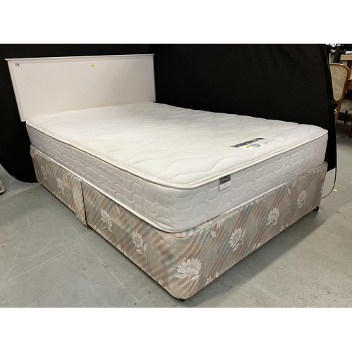 378 - DOUBLE DIVAN BED WITH SILENTNIGHT POCKET MATTRESS COMPLETE WITH HEADBOARD