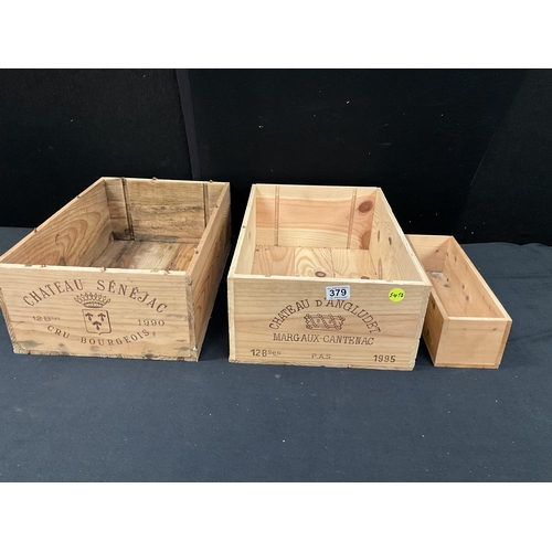 379 - 2 REPRODUCTION CHAMPAGNE BOXES AND WINE BOX