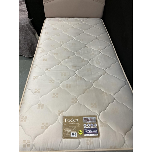 380 - SINGLE DRAWER DIVAN BED WITH DREAMS POCKET MATTRESS AND MATCHING HEADBOARD