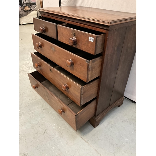 384 - EARLY GEORGIAN OAK CHEST OF DRAWERS OF SMALL PROPORTIONS H39