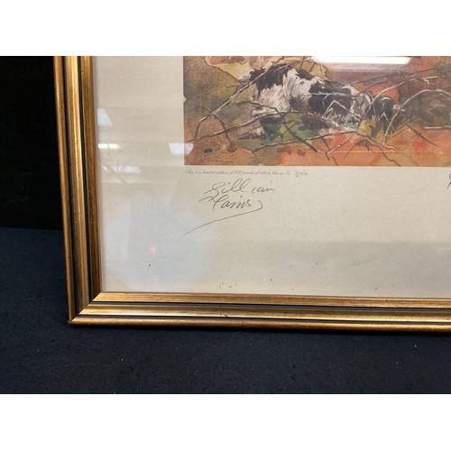 33 - GILT FRAMED LIMITED EDITION SIGNED PRINT 346/850 OF SPANIELS 19” x 23”