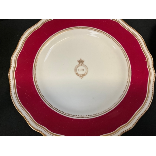 37 - QTY EARLY SPODE SHROPSHIRE REGIMENT LIII KSLI CHINA TO INCLUDE PLATES AND TWIN HANDLED TUREEN BOWL A... 