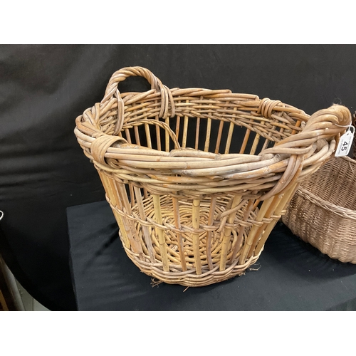 45 - QTY WICKER BASKETS - LARGEST H14” DIA 22”