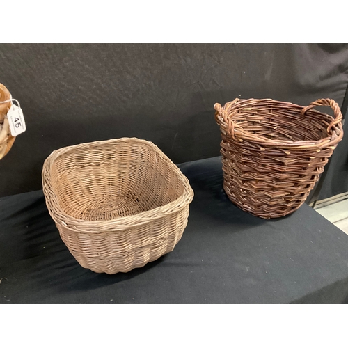 45 - QTY WICKER BASKETS - LARGEST H14” DIA 22”