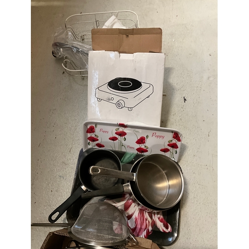 68 - 3 BOXES OF KITCHENWARE TO INCLUDE SAUCEPANS ETC