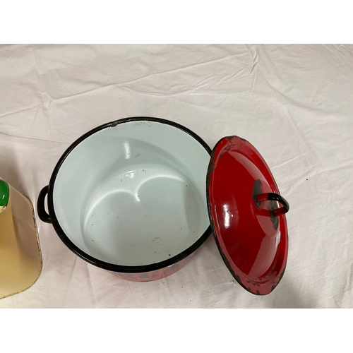 132 - 2 VINTAGE ENAMEL BREADBINS A/F