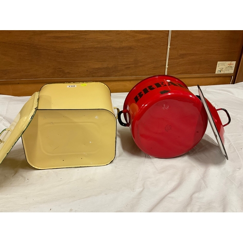 132 - 2 VINTAGE ENAMEL BREADBINS A/F