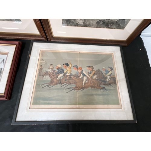 90 - QUANTITY OF FRAMED PICTURES TO INCLUDE VANITY FAIR PRINT THE WINNING POST SHIREHORSE PHOTOGRAPH VICT... 