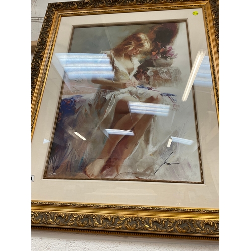 151 - GILT FRAMED SIGNED LIMITED EDTION 218/295 PRINT OF LADY 36” x 43”