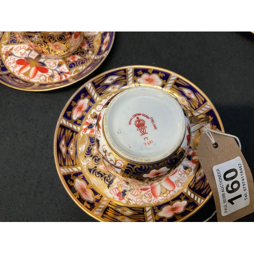 160 - QTY ROYAL CROWN DERBY CHINA TO INCLUDE CUPS SAUCERS A/F, SIDE PLATES ETC