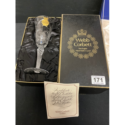 171 - 2 BOXED STUART CRYSTAL COMMERORATIVE GLASS GOBLET & LOVING CUP AND BOXED WEBB CORBETT COMMEMORATIVE ... 