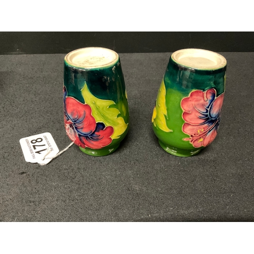 178 - PAIR OF MOORCROFT DWARF BUD VASES H4”