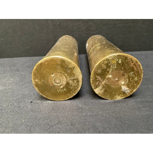 190 - 2 WWI BRASS SHELL CASES DATED 1917 & 1918