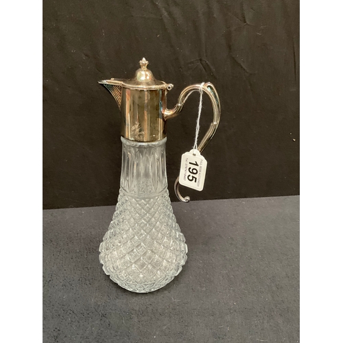 195 - BESWICK DAPPLE GREY CHINA HORSE AND SILVER PLATED CLARET JUG