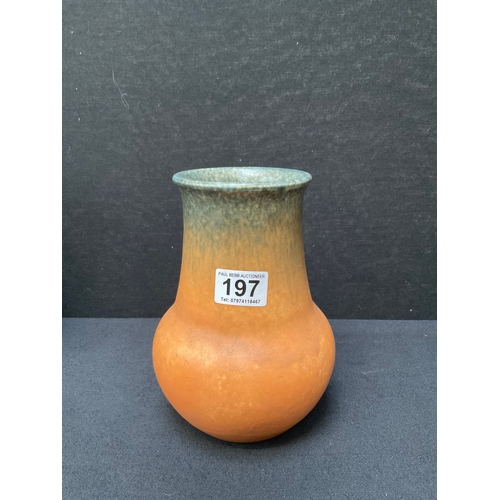 197 - 2 VASES TO INCLUDE RUSKIN POTTERY VASE, WEST GERMAN POTTERY VASE AND CLARICE CLIFF FANTASQUE SMALL P... 