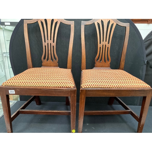 204 - PAIR OF GEORGIAN MAHOGANY DINING CHAIRS WITH UPHOLSTERED SEATS A/F