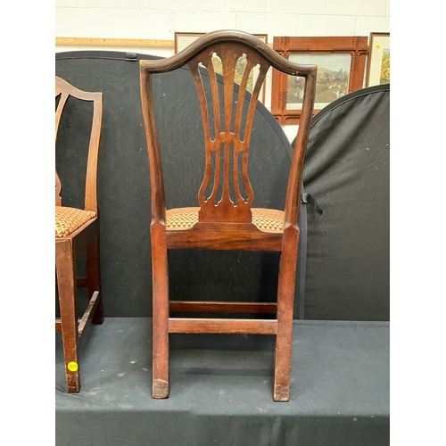 204 - PAIR OF GEORGIAN MAHOGANY DINING CHAIRS WITH UPHOLSTERED SEATS A/F