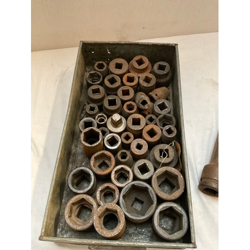 227 - CRATE OF IMPACT SOCKETS - VARIOUS SIZES AND EXTENSION BAR