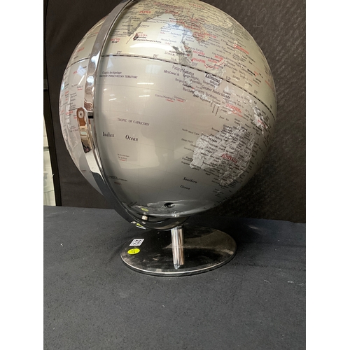 272 - MODERN WORLD GLOBE ON CHROME STAND A/F
H21” DIA 18”