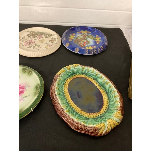 237 - QTY VICTORIAN BREAD PLATES AND MAJOLICA STYLE EXAMPLE