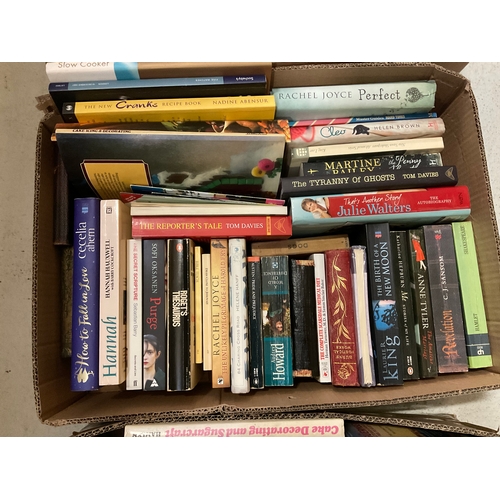 238 - 4 BOXES OF BOOKS TO INCLUDE TERRY PRATCHETT, MAEVE BINCHY ETC