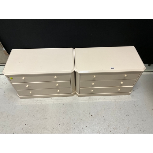 294 - PAIR OF MODERN 3 DRAWER BEDROOM CHESTS BADGED HULSTA H19” W29” D15”